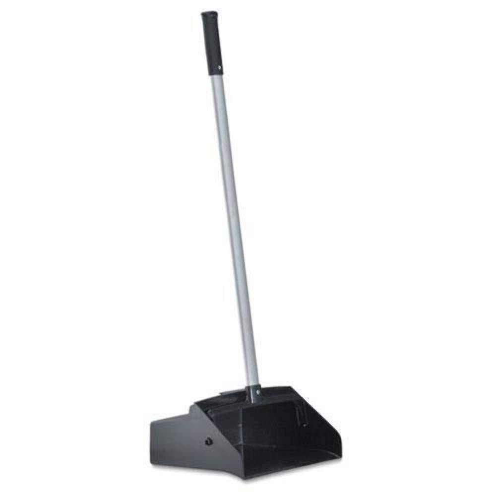 Boardwalk BWK02600 Lobby Dust Pan, Plastic/Aluminum, 11 3/4 Wide, 34 Handle, Black/Silver