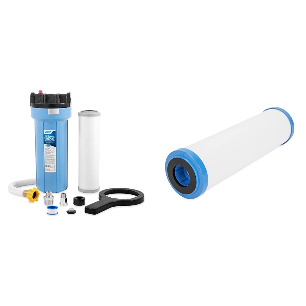 Camco Evo Camper/RV Water Filter + Premium Replacement Cartridge Bundle EVO Water Filter + Cartridge