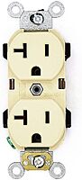 Leviton 5352-I 20-Amp, 125 Volt, Industrial Heavy Duty Grade, Duplex Receptacle, Straight Blade, Self Grounding, Ivory