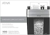 Ativa™ Shredder Lubricant Sheets, Pack Of 100 Sheets