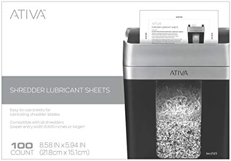 Ativa™ Shredder Lubricant Sheets, Pack Of 100 Sheets