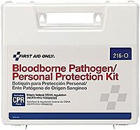 First Aid Only 216-O Blood Pathogen Clean Up Kit with 6-Piece CPR Pack, 29-Piece Body Fluid Clean Up Kit in Plastic Case 1
