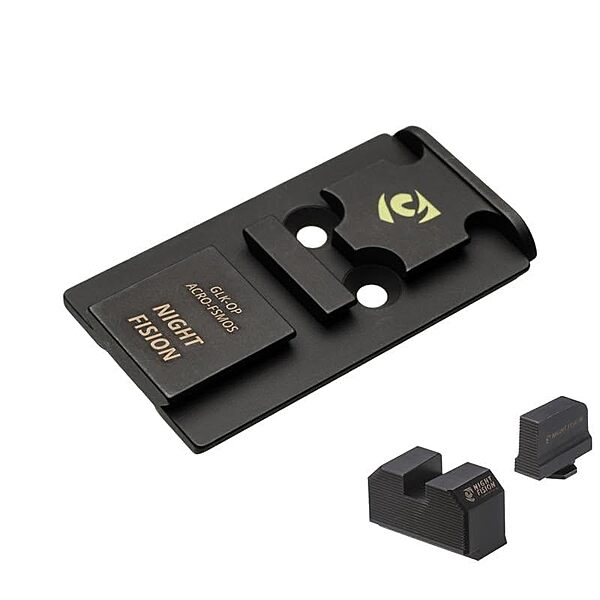 NIGHT FISION Optic Plate + Backup Sight Combo for Glock MOS (Aimpoint ACRO Compatible)