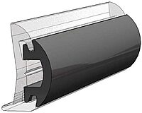 Flexible Vinyl, Black Rub Rail Insert, 1/2"W x 1-3/16"H x 70'L