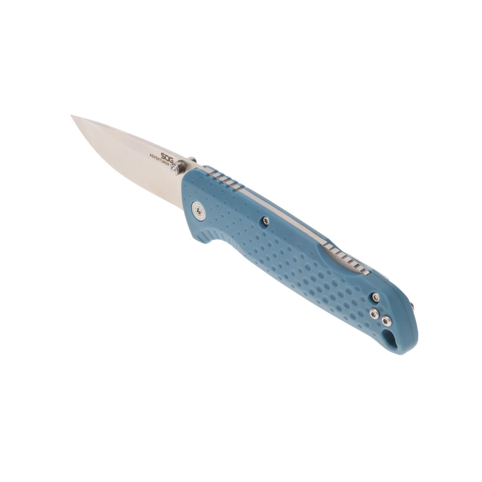 SOG Adventurer LB 3" Lightweight Portable Outdoor Folding Knife | CRYO 5CR15MOV Steel | GRN Handle | Lock-Back - BLUE/SATIN