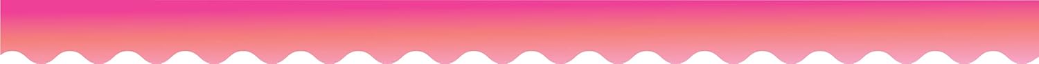 BARKER CREEK Double-Sided Scalloped Border, Pink Tie-Dye and Ombré, for Bulletin Boards, Reception Areas, Halls, Break Rooms