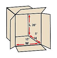 Aviditi 26155 Corrugated Box, 26" Length x 15" Width x 5" Height, Kraft (Bundle of 20)