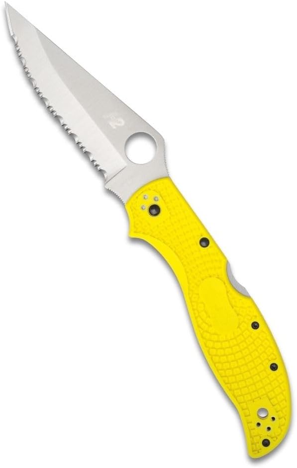 Spyderco Stretch 2 XL Lightweight Salt Folding Pocket Knife with 3.99 Inch H-2 Tool Steel Blade and Yellow FRN Handle