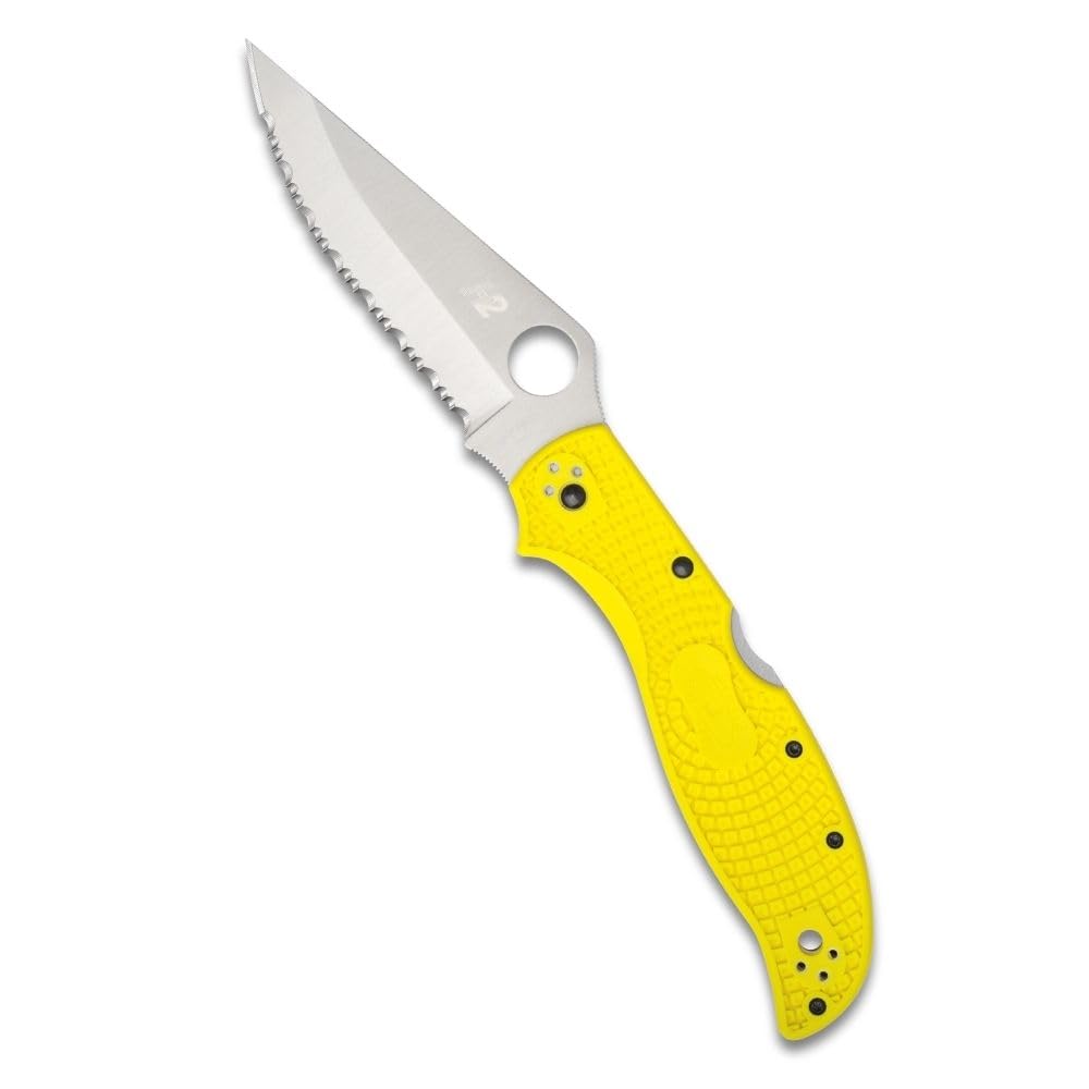 Spyderco Stretch 2 XL Lightweight Salt Folding Pocket Knife with 3.99 Inch H-2 Tool Steel Blade and Yellow FRN Handle