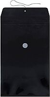 JAM PAPER Plastic Envelopes with Button & String Tie Closure - Legal Open End - 9 3/4 x 14 1/2 - Black - 12/Pack Legal Black