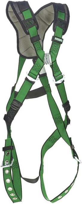 MSA 10206086 V-Form+ Full Body Safety Harness - Size: Extra Large, D-Ring Configuration: Back, Tongue Buckle Leg Straps