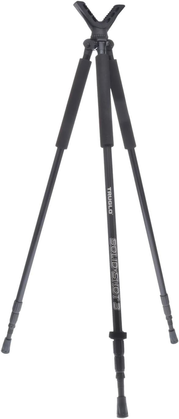 TruGlo Solid Shot Versatile Durable Adjustable Collapsible Rifle Shooting & Crossbow Hunting Tripod withRotating Head Design