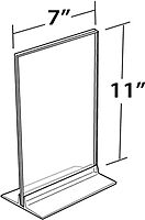 Azar Displays 102716 Clear Acrylic Double Sided Sign Holder 7" x 11" Vertical/Horizontal with T Strip, 10-Pack