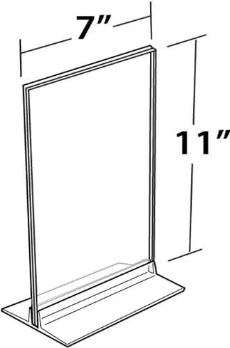 Azar Displays 102716 Clear Acrylic Double Sided Sign Holder 7" x 11" Vertical/Horizontal with T Strip, 10-Pack