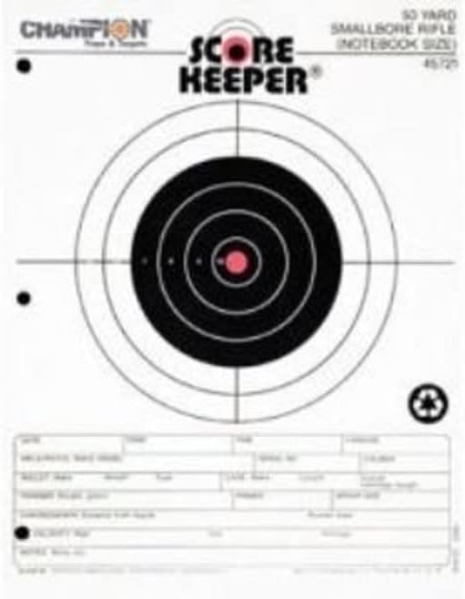 Champion Targets 45724 Score Keeper Fluorescent Orange & Black Bullseye Target, 50 Foot Pistol Slow Fire, 12 Pack