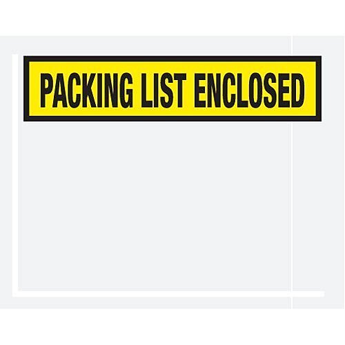 Partners Brand "Packing List Enclosed" Envelopes, Panel Face, 4 1/2in x 5 1/2in, Yellow, Pack Of 1,000