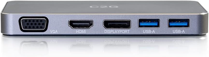 C2G USB-C 7-in-1 Dual Display MST Docking Station with HDMI, DisplayPort, VGA and Power Delivery up to 100W - 4K 30Hz