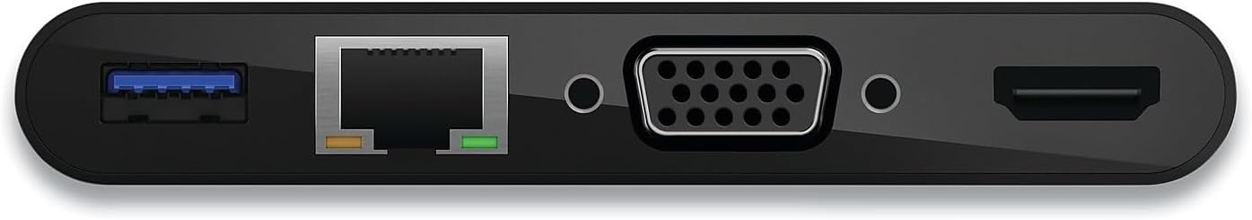 Belkin USB-C Multimedia + Charge Adapter, 4K HDMI/USB-A/USB-C/VGA, 4.9 ft, Black