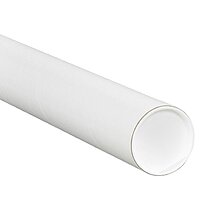 Aviditi White Mailing Tubes with Caps, 3" x 26", Pack of 24, for Shipping, Storing, Mailing, and Protecting Documents