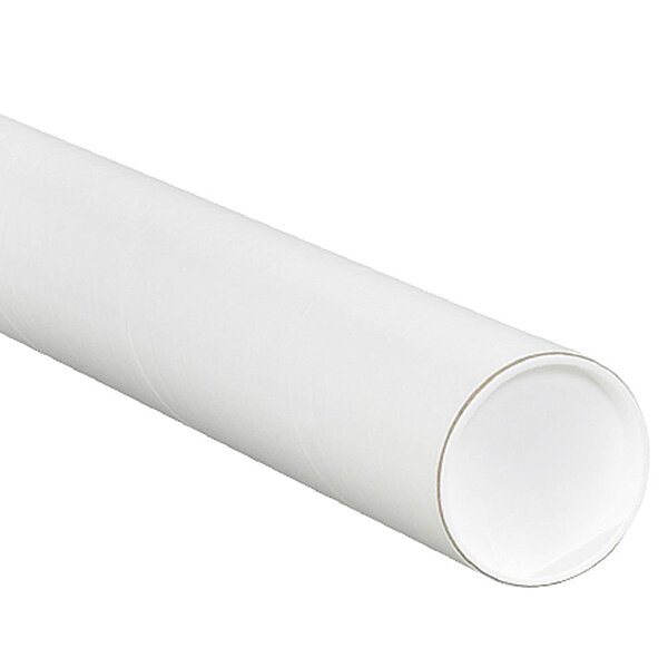 Aviditi White Mailing Tubes with Caps, 3" x 26", Pack of 24, for Shipping, Storing, Mailing, and Protecting Documents