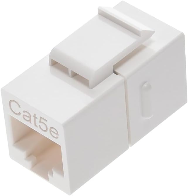 Monoprice Cat5e RJ45 Feedthrough Keystone Jack - Inline Coupler Type, Fits Standard Keystone Devices, Single PCS, White
