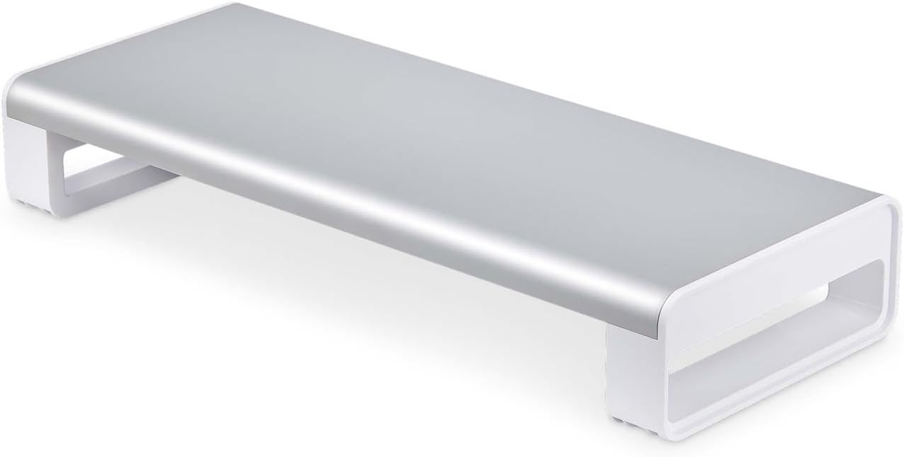 StarTech.com Ergonomic Monitor Riser Stand, Up to 33lb/15kg, Fixed height 3.5in/9cm, Desktop Computer Monitor/Laptop Riser