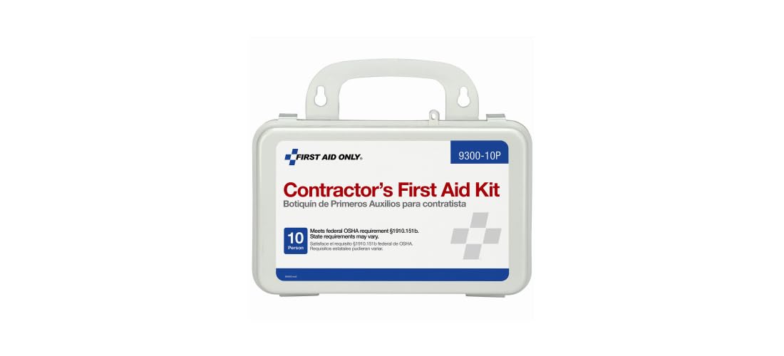 First Aid Only 96 Piece Bulk Contractors Kit Plastic Case with Gasket, 1.05 Pound