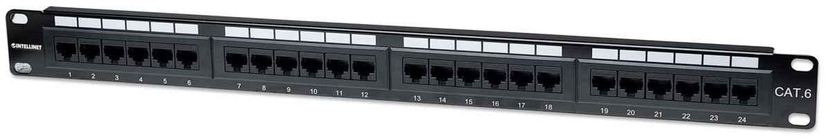 INTELLINET Cat6 UTP Patch Panel - Installer Grade Gold Contacts - Black