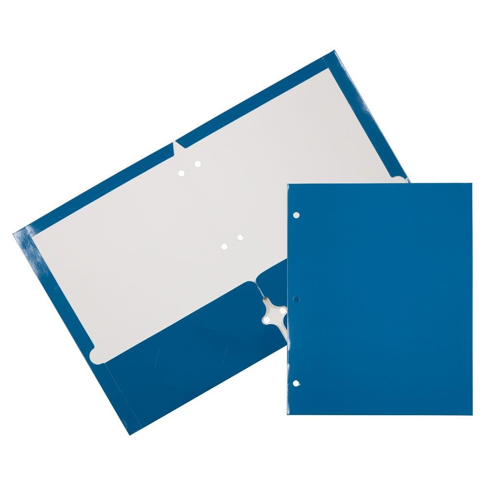 JAM PAPER Laminated Two-Pocket Glossy 3-Hole Letter Size Folders