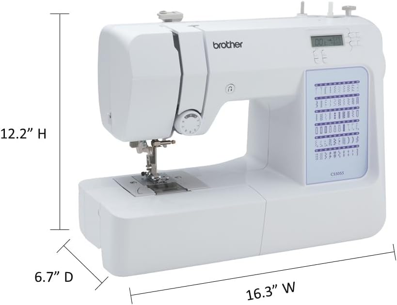 Brother CS5055 Computerized Sewing Machine, 60 Built-in Stitches, LCD Display, 7 Included Feet, White New Model: CS5055