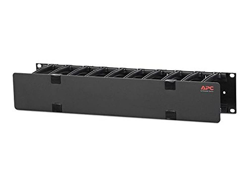 APC by Schneider Electric Horizontal Cable Manager, 2U x 4" Deep, Single-Sided with Cover