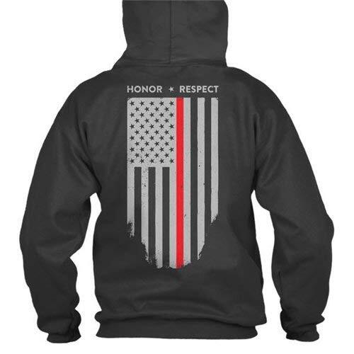 THIN BLUE LINE USA Thin Red Line American Flag Honor & Respect Hoodie
