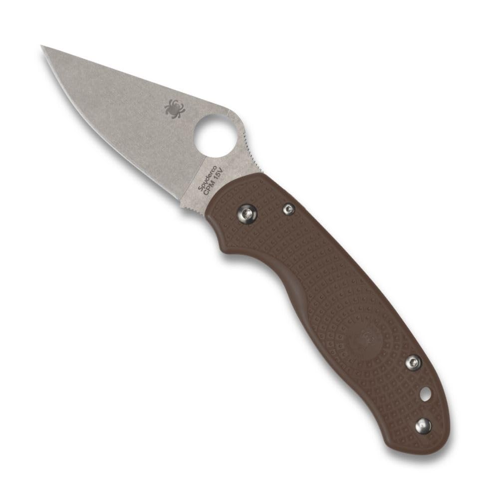 Spyderco Para 3 Lightweight Folding Utility Pocket Knife with 2.93" CPM 15V Sprint Run Steel Blade and Brown FRN Handle