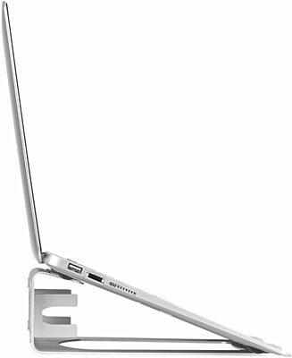 Laptop Stand - 2-in-1 Laptop Riser Stand or Vertical Stand - Ideal for Ultrabooks & MacBook Pro/Air - Ergonomic Angled Notebook Holder for Office Desk - Silver, Aluminum