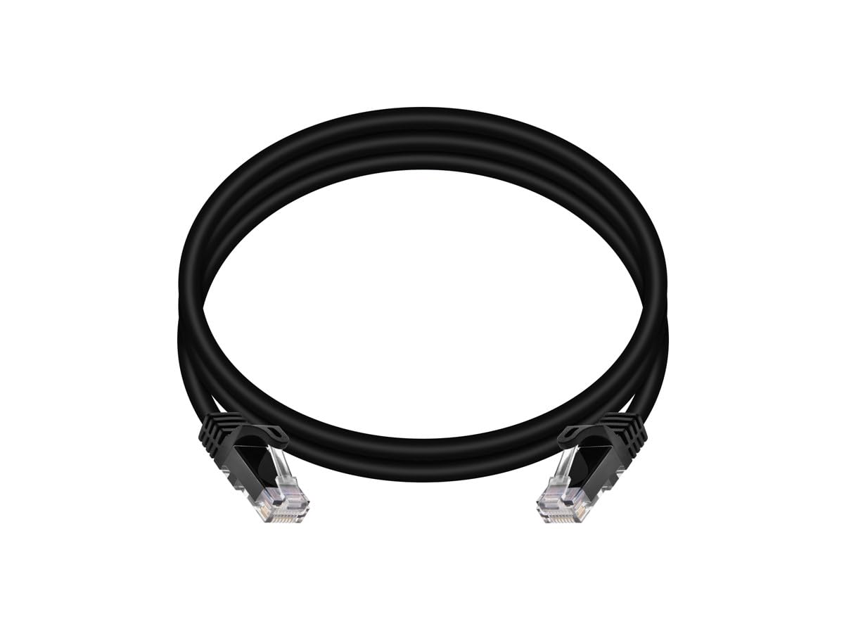 Monoprice Cat6 5ft Black Patch Cable UTP 24AWG 550MHz Pure Bare Copper Snagless RJ45 Flexboot Series Ethernet Cable 1