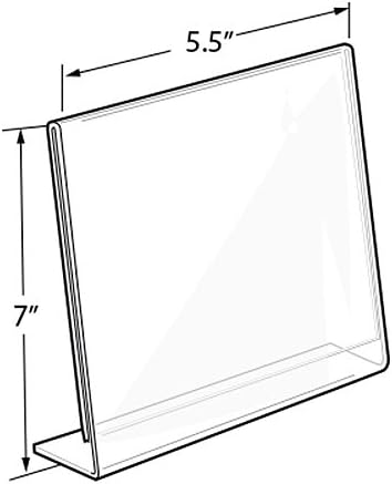 Azar Displays Acrylic L-Shaped Sign Holders, Clear - Pack of 10