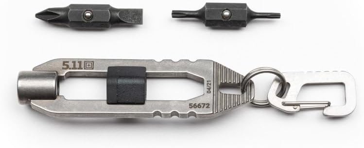5.11 Tactical EDT Hex Tool Keychain, Stainless Steel, Style 56672, Tumbled Steel Color