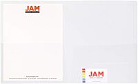 JAM Paper Regular-Weight 2-Pocket Plastic Presentation Folders, 9in x 12in, Clear, Pack Of 6