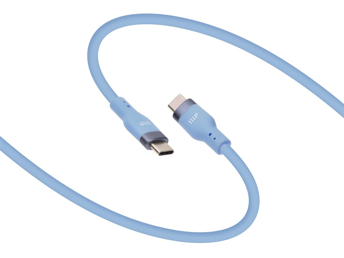 Monoprice USB 2.0 USB-C to USB-C Silicone Cable 3ft Blue