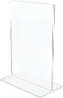 Office Depot Brand Stand-Up Sign Holder, Vertical, 7inH x 5inW, Clear, 69101