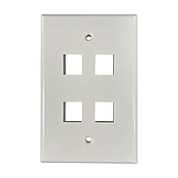 Tripp Lite Safe-IT 4-Port Single-Gang Outlet Keystone Wall Plate, Electrical & AV Applications, Ivory Gloss, TAA Compliant