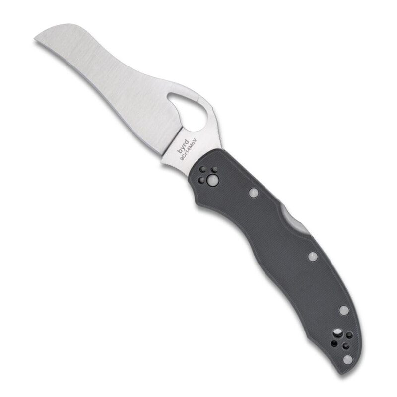 Spyderco Byrd Gooney Lockback Folding Pocket Knife with 9Cr14MoV Stainless Steel Blade and Gray G-10 Handle - PlainEdge - BY24GPGY