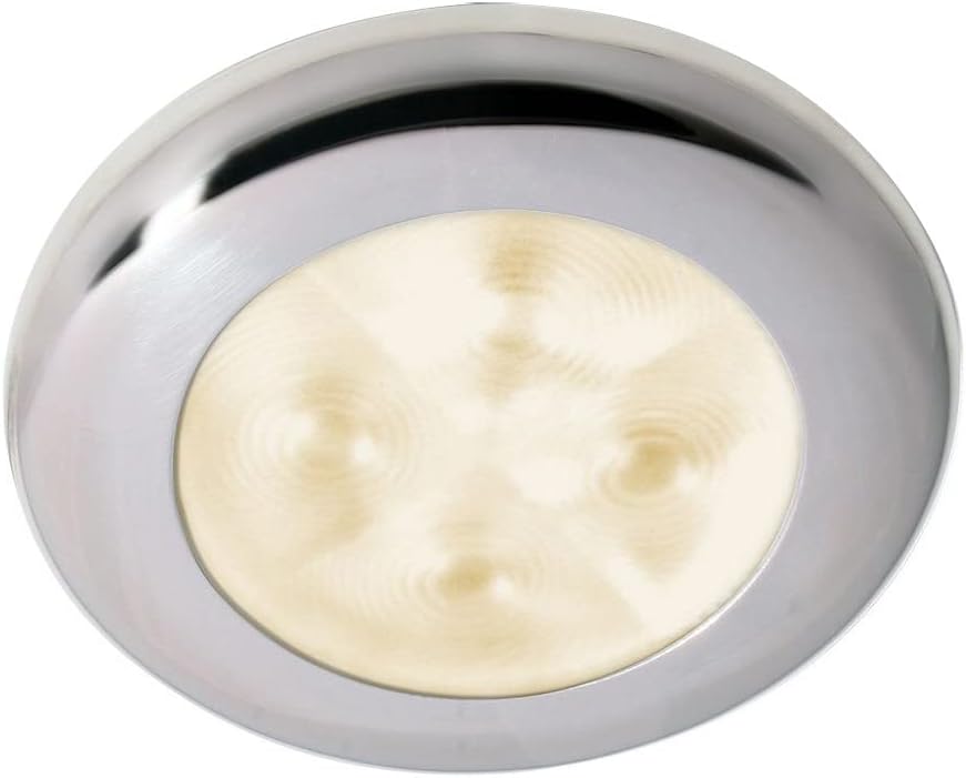 Hella Marine Slim Line LED 'Enhanced Brightness' Round Courtesy Lamp - Warm White LED - Stainless Steel Bezel - 12V