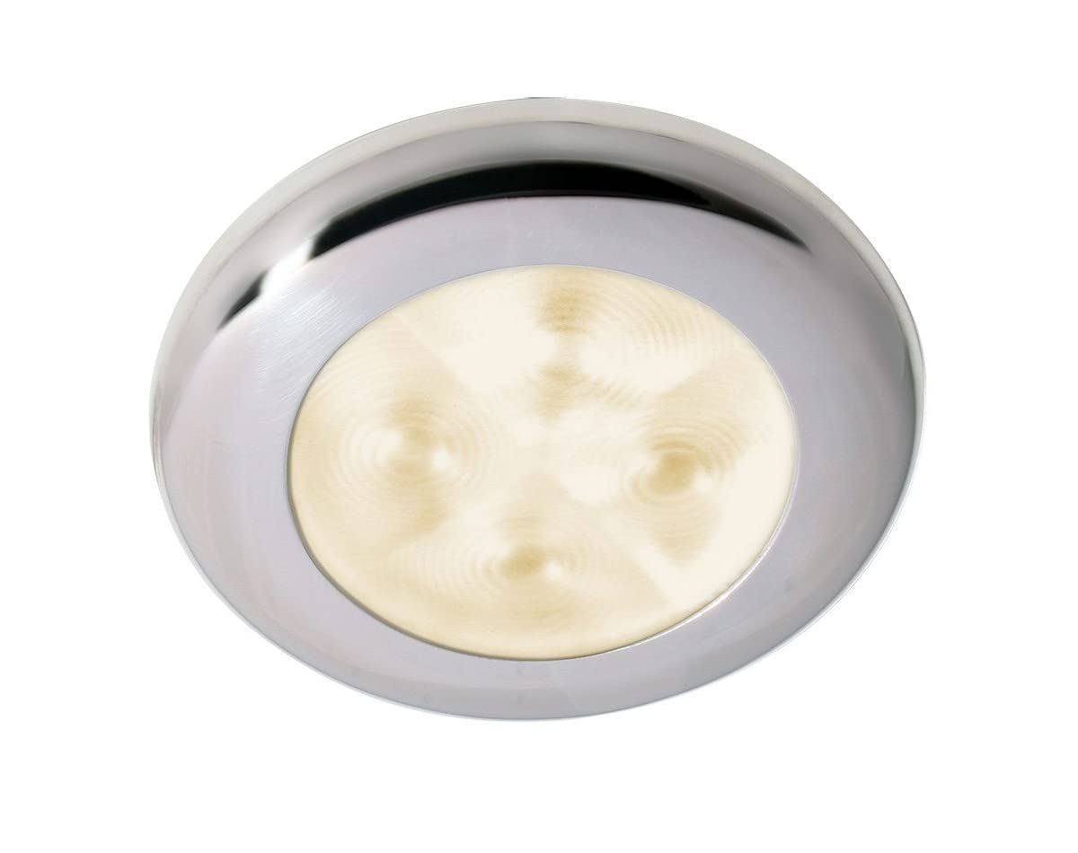 Hella Marine Slim Line LED 'Enhanced Brightness' Round Courtesy Lamp - Warm White LED - Stainless Steel Bezel - 12V