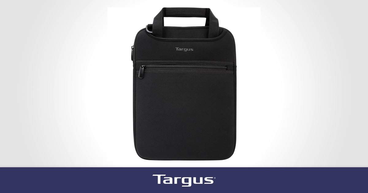 Targus Vertical Slipcase Laptop Messenger Bag, Black - Hideaway Handles with Cross Shoulder Strap and Protective Padding