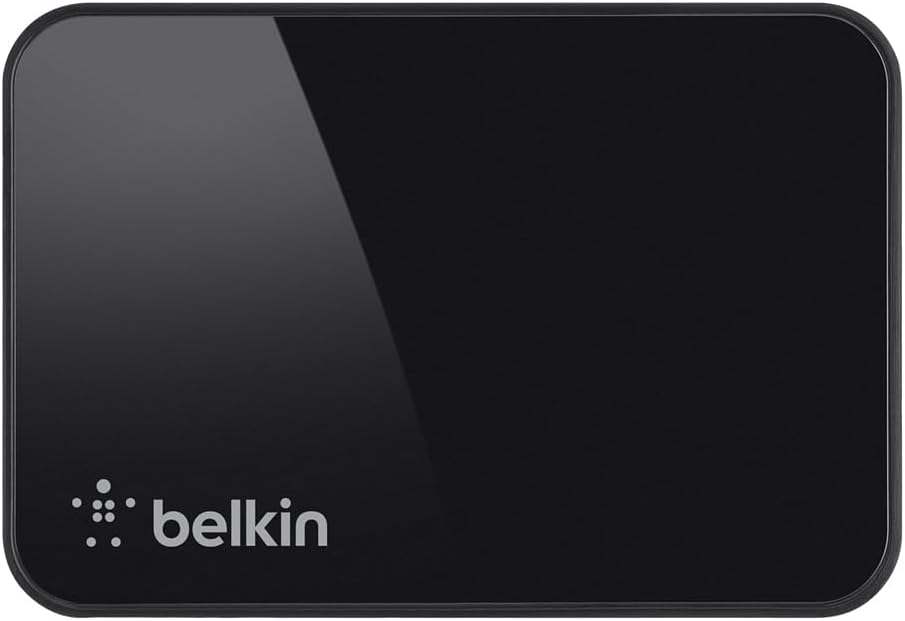 Belkin 4-Port USB 3.0 Hub – SuperSpeed Powered Station with 5Gbps Data & Charging, Compact Desktop Adapter for Laptops
