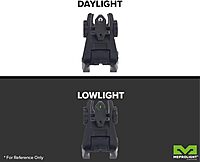 MEPROLIGHT MEPRO Fubs Flip-Up Backup Rear and Front tritium Sights, 2 Dot Rear / 1 Dot Front, Green tritium dots for Low Light coditions, Black Body