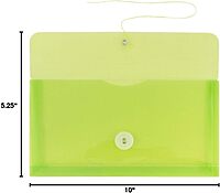 JAM PAPER Plastic Envelopes with Button & String Tie Closure - 12 Pack