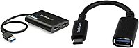 StarTech.com USB 3.0 to Dual DisplayPort Adapter 4K 60Hz (USB32DP24K60) & .com USB-C to USB Adapter - 6in