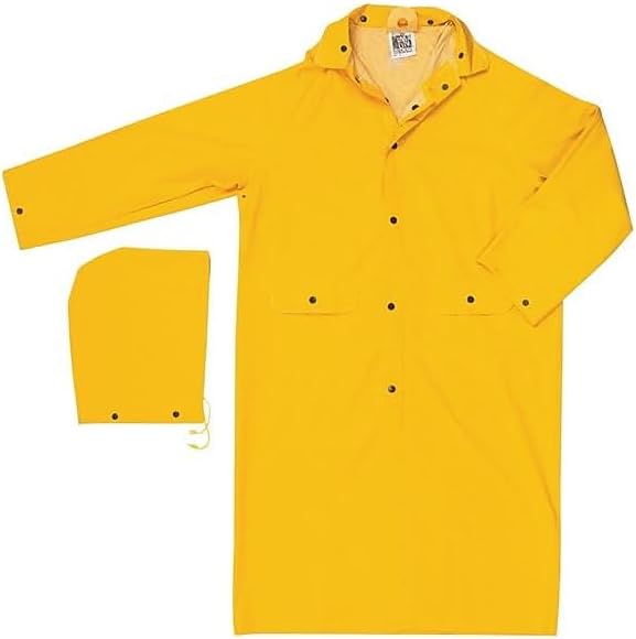 MCR Safety Classic Rain Coat, 49 in, X3-Large, Yellow, 0.35 mm PVC/Poly